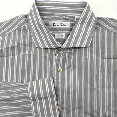 Burma Bibas Slim Fit Men's Long Sleeve Multicolor Striped 17.5 34/35 Button Up - Image 1 of 4