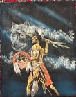Vintage Painting Native Indian Holding a Bow Pastel on Fabric No reserve