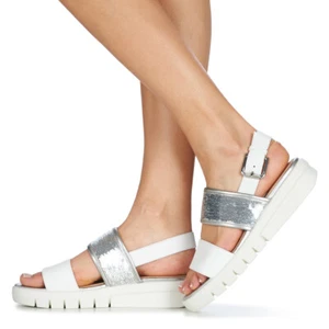 GEOX Wimbley Sandali bianchi con paillettes argento 39, 8,5 - Foto 1 di 5