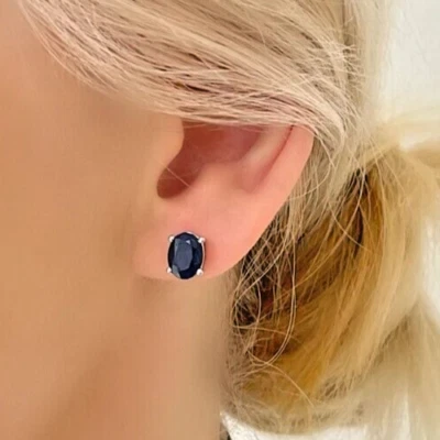Regalo de aniversario para mujer 6 x 8 ovalado zafiro azul push back pendiente Foto 1 de 4