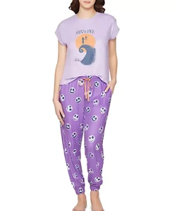 Womens Nightmare Before Christmas Pajamas Set Pants T Shirt XS S L Valentine Day - Picture 1 of 8
