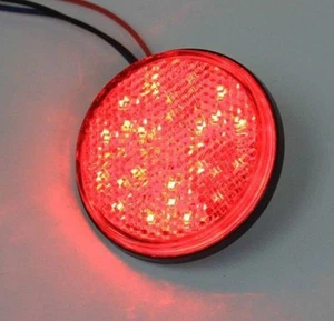 2x Round Reflector RED LED Rear Tail Brake Stop Light Motorcycle Truck - Bild 1 von 4