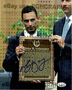 JOHN VELAZQUEZ SIGNED HORSE RACING HALL of FAME INDUCTION 8x10 - J.S.A. Cert. - Picture 1 of 3