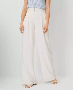 Ann Taylor Women's $139 The Pleated Wide-Leg Pant in Winter White size 14 - Picture 1 of 6