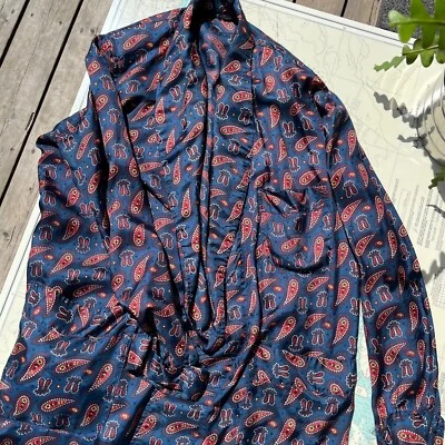 Vintage 90s Satin Paisley Gentleman's Robe — 第 1/4 张图片