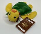 Hawaiian Collectibles Soft Plush Green Baby Sea Turtle Aukai Flowers Passport 