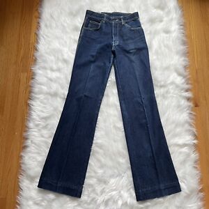 VTG L’Avion Wide Leg Flare Jeans Womens 30 XL Dark Wash Contrast Stitch Cowboy