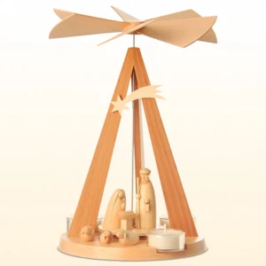 Schalling Pyramide Mini Delta Öko Christi Geburt natur Teelicht Seiffen neu 2023 - Bild 1 von 2