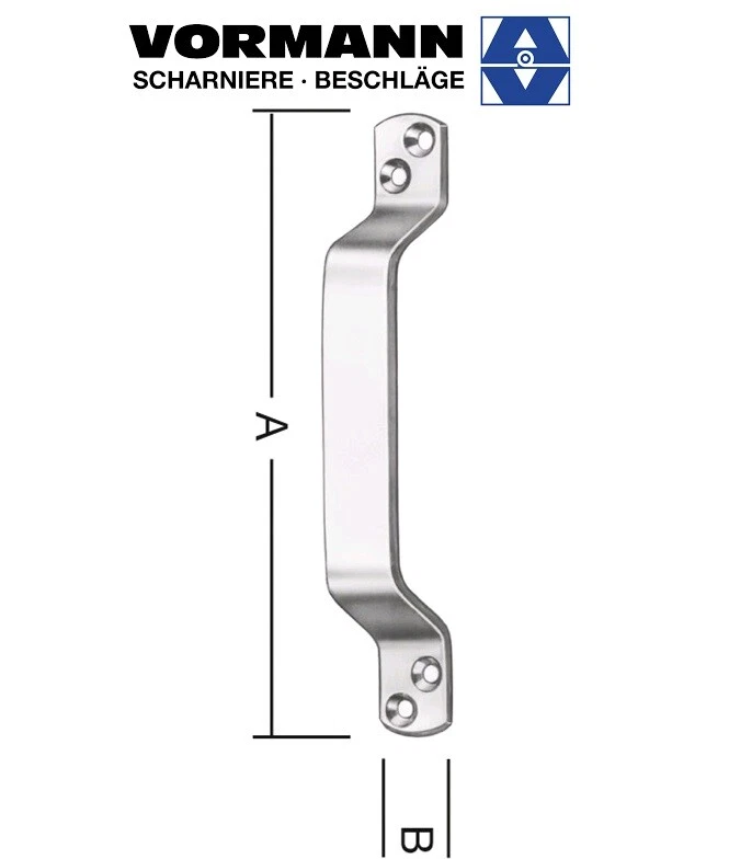 Vormann Edelstahl V2A Handgriff Länge 160 mm Breite 20 mm