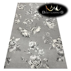 Amazing modern design Original Rug 'GNAB' Flowers Roses grey white Best carpets - Picture 1 of 6