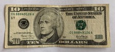 2001 $10 Note G7  District  Serial Number: CG 88849126 A