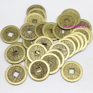 100 Pcs 24mm Dragon phoenix Feng Shui Coins Brass Metal China Fortune Coin - Photo 1 sur 3