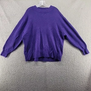 H&M Pullover Damen Große L Lila Mohair Wolle Flauschige Ärmel Grobstrick - Bild 1 von 8