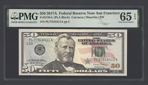 United States-Fed. Reserve 50 Dollars 2017A Fr#2133-L (PLA Block) UNC Grade 65 - Picture 1 of 2