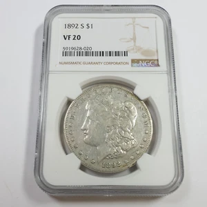 1892 S NGC VF20 - Toned Silver Morgan Dollar $1 US Coin #54298A - Picture 1 of 5
