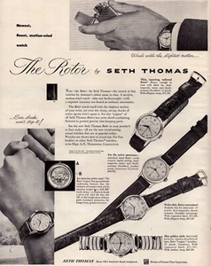 Seth Thomas Orologi "Il Rotore" Nuovo Movimento-Vento Stampa Vintage Pubblicità 1953 - Foto 1 di 2