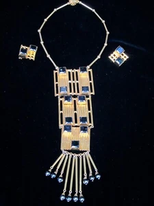 MUST SELL! Vintage 60s William de Lillo statement necklace w/matching earrings - Picture 1 of 4