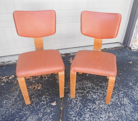 Lot of 2 ~ Vintage Thornet style desk table bendwood chairs restore Mid Century Cover