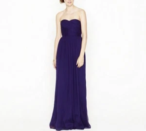 J CREW ARABELLE Long Dress Silk Chiffon 41367 Bridesmaid Gown Prom Purple NWT - Picture 1 of 11