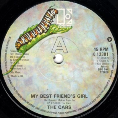 The Cars – 7" Vinyl - My Best Friends Girl - 1978 - Elektra Records - Image 1 of 2
