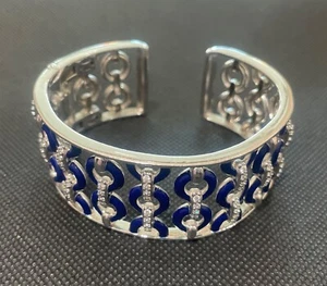 Belle Etoile Meridian Sterling Silver Hinged Bangle Bracelet - Picture 1 of 10
