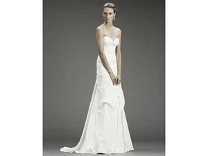 NICOLE MILLER SILK STRAPLESS RUCHED BRIDAL WEDDING GOWN DRESS 2 $1265 FP0001 - Picture 1 of 9