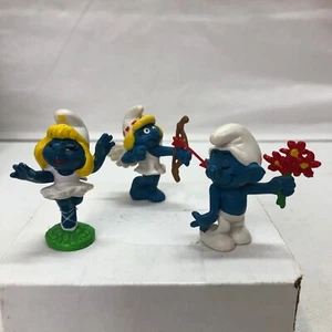 LOTE DE 3 FIGURAS PITUFO PEYO PLÁSTICO 2,25 PULGADAS VINTAGE USADAS - Imagen 1 de 6