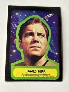 1976 Topps Star Trek Sticker #1 James Kirk Low Grade Gum Stain A249 - Picture 1 of 2