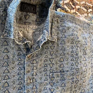 FRANK Shirt Button Up Vintage Geometric 80s USA Skater Sunwashed Triangles Rad - Picture 1 of 5