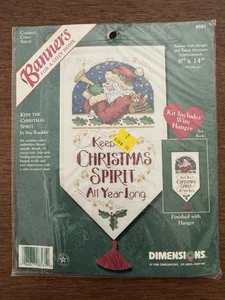 Dimensions Banner Kit 8581 Cross Stitch Keep Christmas Spirit 1998 Santa 8x14 - Picture 1 of 5