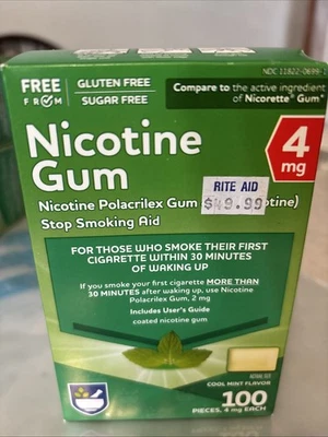 Goma de nicotina Rite Aid sellada fresca como nueva 4 mg 100 piezas sellada caducidad: 1/26 Foto 1 de 2