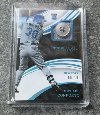 2016 Panini Immaculate MICHAEL CONFORTO Button Jersey Relic Rookie Mets #/10 RC - Image 1 of 2