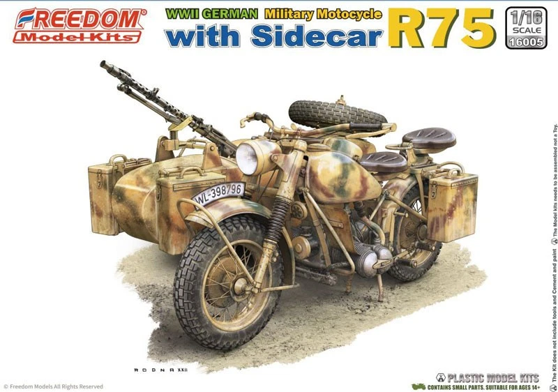 FREEDOM MODEL FM16005 1/16 WW.II German R75 Motorcycle w/Sidecar - Bild 1 von 1