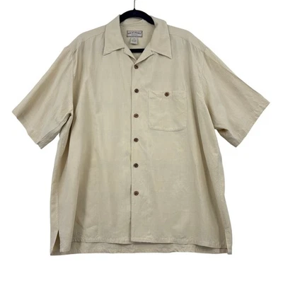 Boca Classics Shirt Mens Size XL Yellow Button Down 100% Silk Plaid Texture - Image 1 of 4