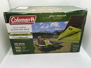Nuevo saco de dormir Coleman DUCK HARBOR clima fresco adulto regular verde (30-50 ° F) - Imagen 1 de 5