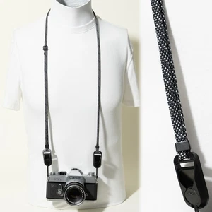 Slim Adjustable Camera Neck Strap 26-50" w/ Peak Design Anchors Black Silver - Picture 1 of 9