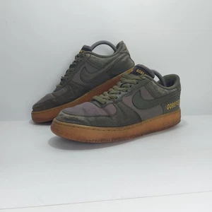 Nike Air Force 1 Low Gore-Tex Trainers Mens UK 8 Medium Olive Leather Casual - Picture 1 of 11