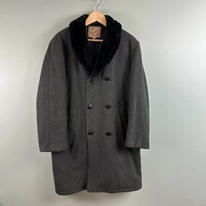 Cappotto Kingsbury vintage anni 60 uomo 44 lana doppiopetto pelliccia sintetica grigio - Foto 1 di 13