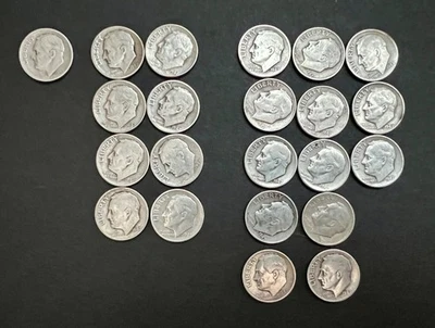 Lot of 22 Roosevelt Dimes - 1947 P D S - Clipped Planchets, DDO Errors - Rare US - Image 1 of 4