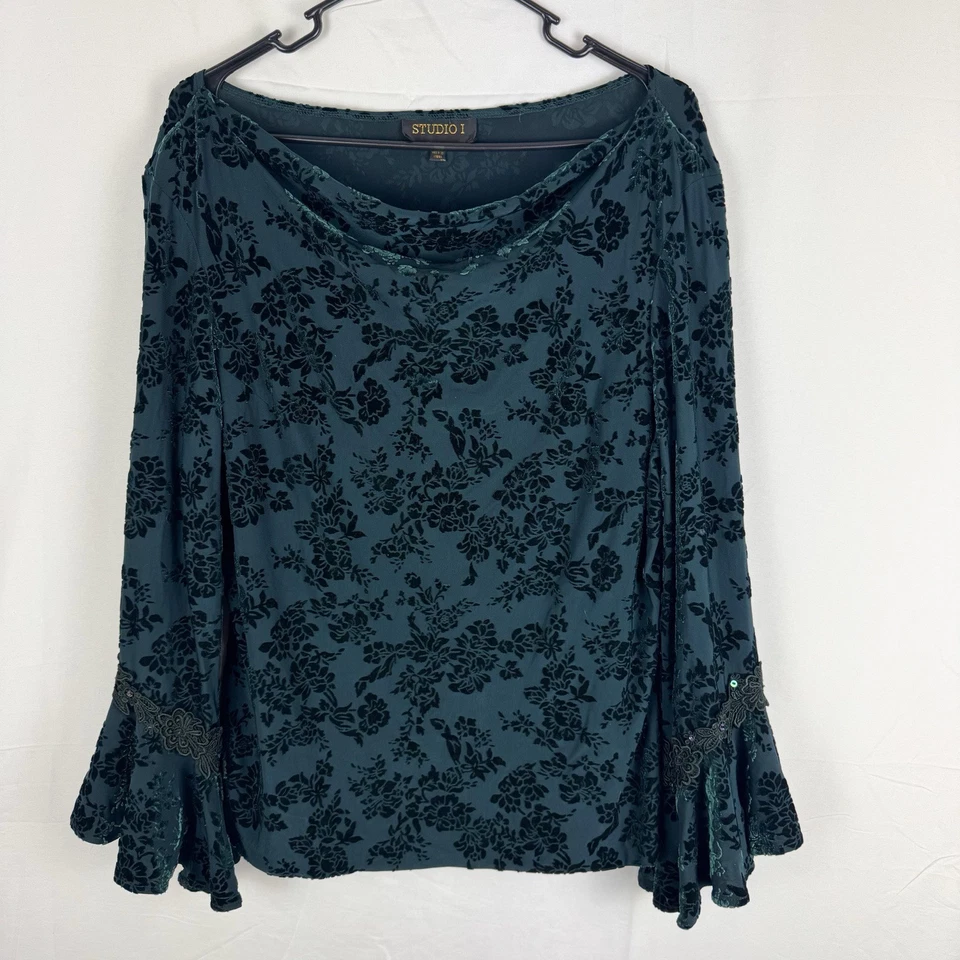 Studio 1 бархатный выгорания верхний размер 14 бак наложение Y2K фея радужный эфирный - Изображение 1 из 4