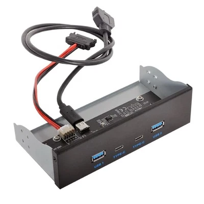 5.25" Front Panel CD-ROM Bay USB 3.0 & USB-C HUB 4 Ports Motherboard Adapter - Image 1 of 4
