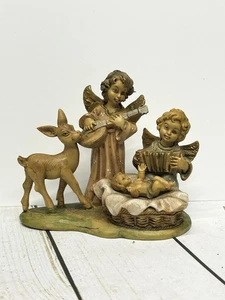 Vintage Fontinini Cherub Angels Accordion Lute Fawn Jesus Italy Plastic - Picture 1 of 9