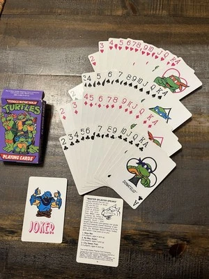 Teenage Mutant Ninja Turtles Playing Cards Game 1 Joker Open Box 1990  - Image 1 of 2
