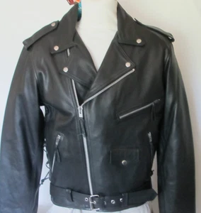 Para Hombres NUEVA Chaqueta de Motocicleta Negra Premium Top Cuero Desnudo M, L, Cierre - Imagen 1 de 4