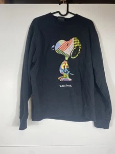 Teddy Fresh x Peanuts Snoopy schwarzes Sweatshirt mit Rundhalsausschnitt Langarm klein gesteppt - Bild 1 von 7