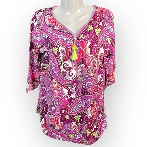 Top Belle Kim Gravel XS Primabelle Tejido Borla Cremallera Rosa Paisley A640322 Nuevo sin Etiquetas - Imagen 1 de 12
