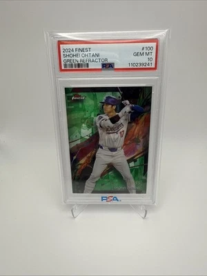 2024 Topps Finest Shohei Ohtani “GREEN REFRACTOR” /75 Gem Mint #100 - Image 1 of 3