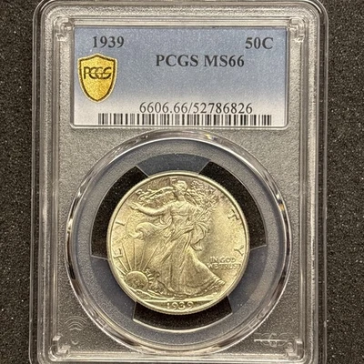 1939-P Walking Liberty Silver Half Dollar 50C PCGS MINT STATE 66 MS 66 Walker - Image 1 of 4