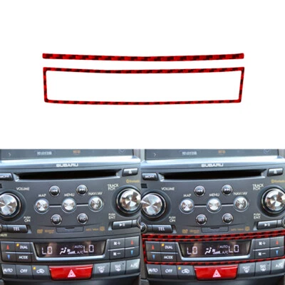 Red Carbon Fiber Digital Climate Control Cover For Subaru Legacy Outback 2010-14 - image 1 of 4