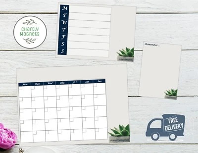 Succulent Fridge Magnet Whiteboard Family Monthly Weekly Planner Calendar A3A4A5 - image 1 of 4
